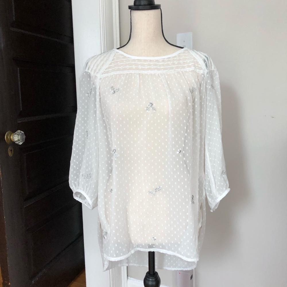 Lauren Conrad White Sequin Top (L)